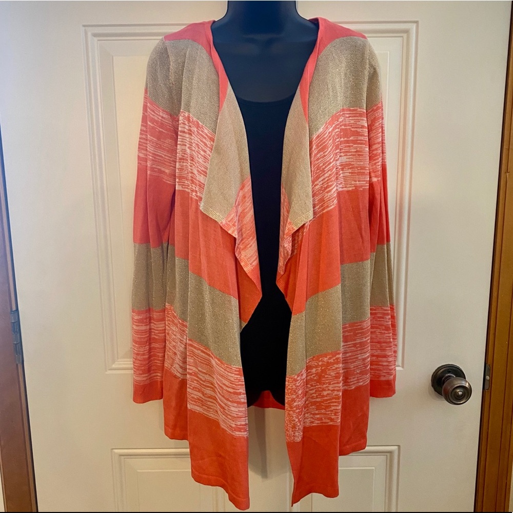 NWT GeeGee Coral & Gold Cardigan